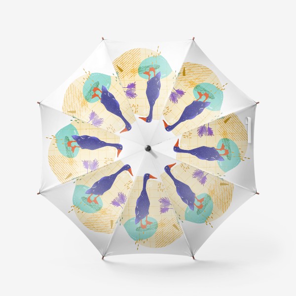 Зонт «Гусь на абстрактном летнем фоне.»