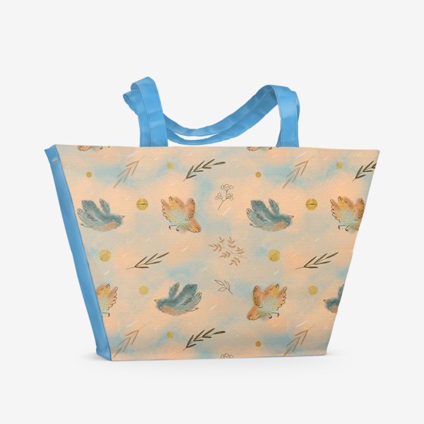 Пляжная сумка «Птицы. Паттерн с текстурой.»