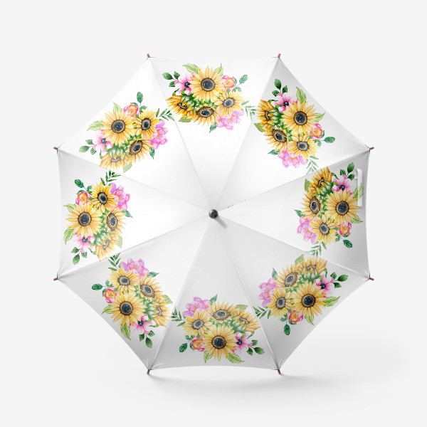 Зонт «Подсолнухи и цветы»