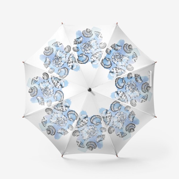 Зонт &laquo;Ракушки на голубом фоне&raquo;
