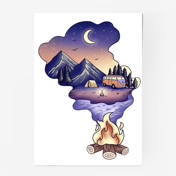Постер «Кемпинг в горах»