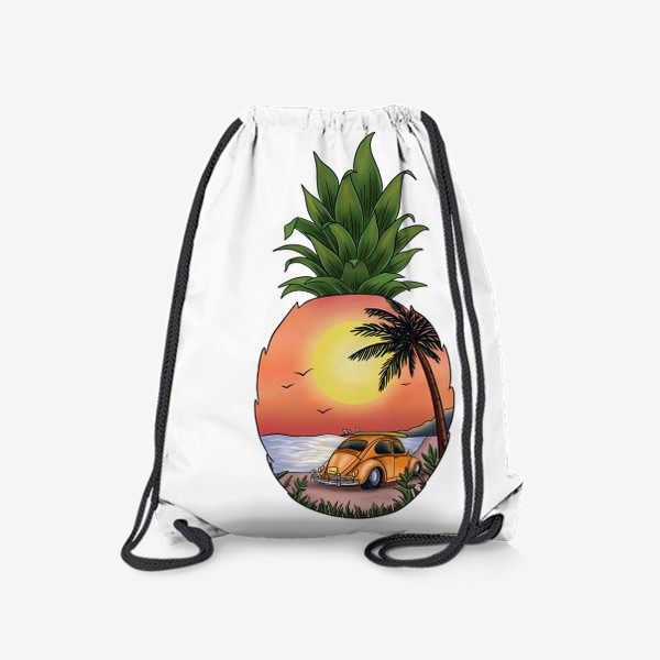 Рюкзак «Закат на пляже (море, машина, пальма)»