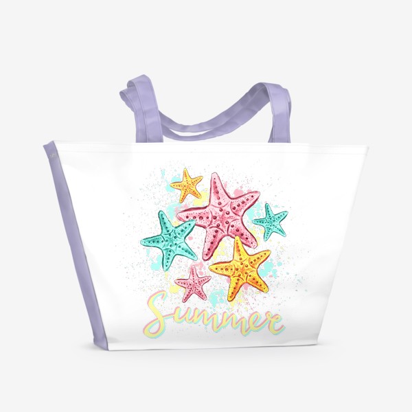 Пляжная сумка «Акварельные морские звёзды. Лето»