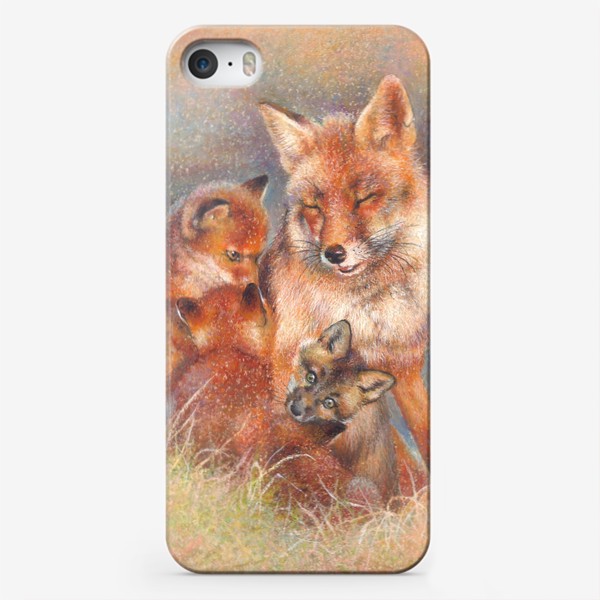 Чехол iPhone «Лисята, лисички, рыжая семья»