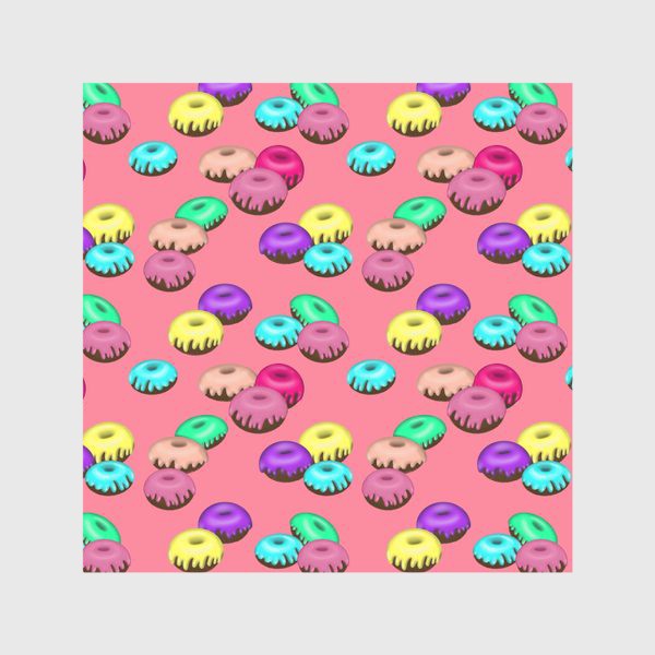 Скатерть «Паттерн разноцветные пончики на розовом фоне»