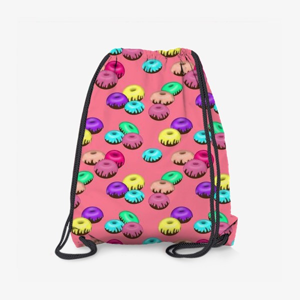 Рюкзак «Паттерн разноцветные пончики на розовом фоне»
