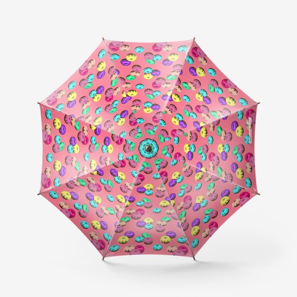 Зонт «Паттерн разноцветные пончики на розовом фоне»