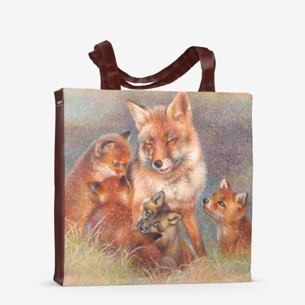 Сумка-шоппер «Лисята, лисички, рыжая семья»