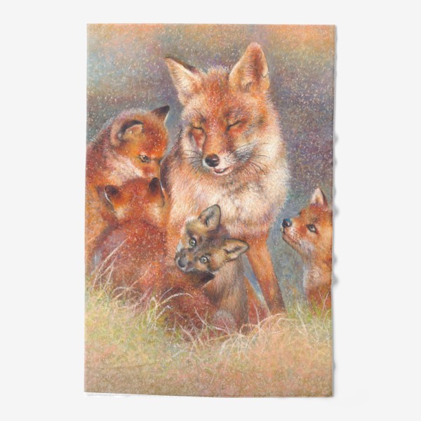 Полотенце «Лисята, лисички, рыжая семья»