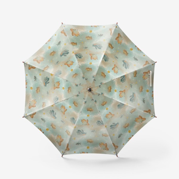 Зонт «Птички и рыбки. Паттерн с текстурой.»