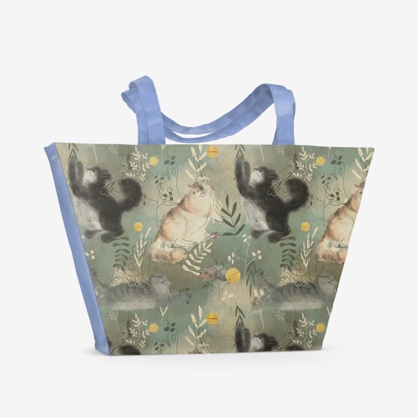 Пляжная сумка «Котики. Паттерн с текстурой»