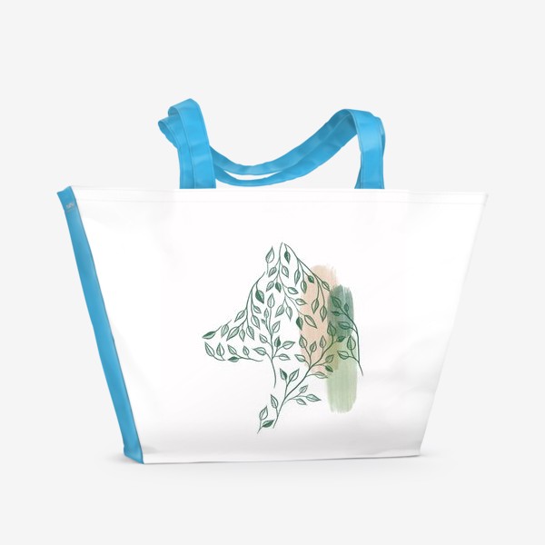Пляжная сумка «Лиса. Растительный орнамент. Летний принт.»