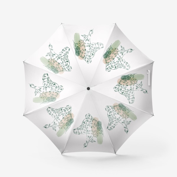 Зонт «Лиса. Растительный орнамент. Летний принт.»