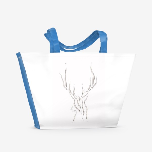 Пляжная сумка &laquo;Олень. Растительный орнамент. Летний принт.&raquo;