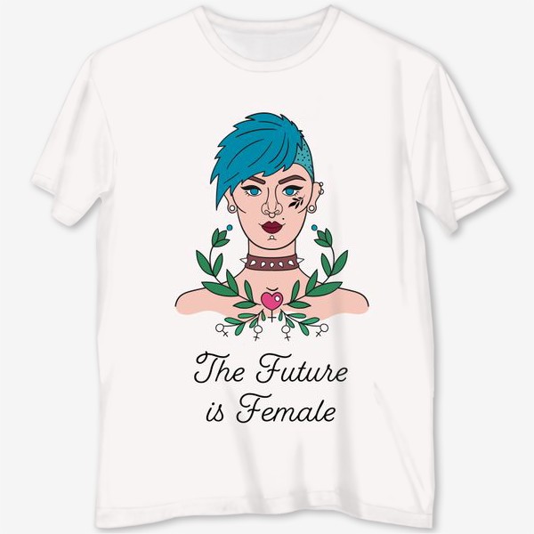 Футболка с полной запечаткой «The Future is Fermale. Феминизм. Альтернатива»