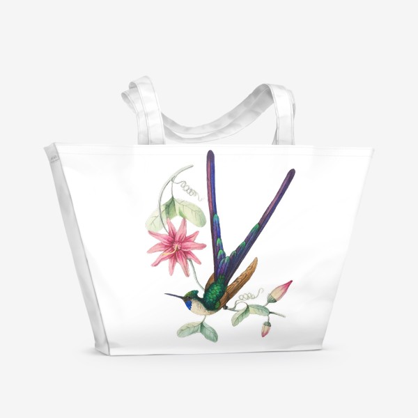 Пляжная сумка «Колибри с фиолетовым хвостом»