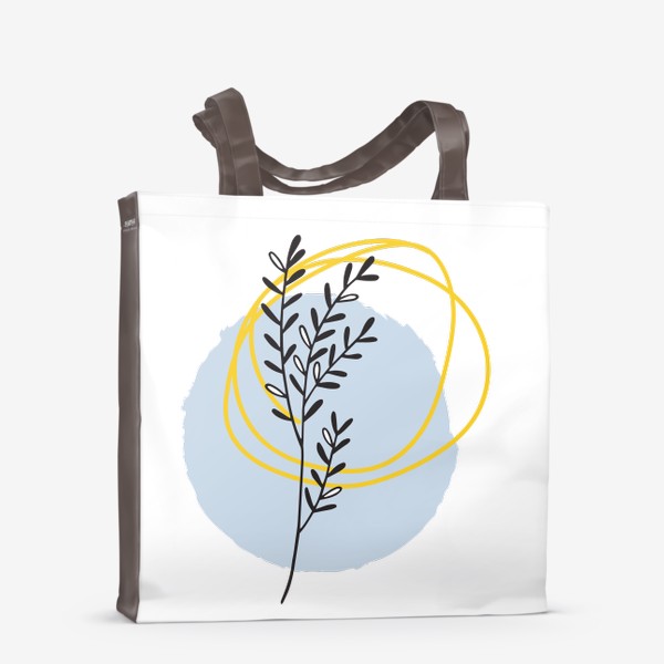 Сумка-шоппер «Растение на голубом круге с желтыми линиями графика»