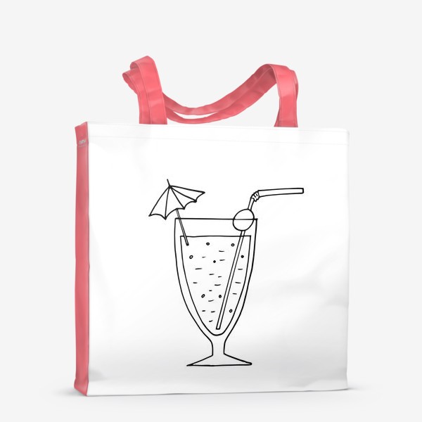 Сумка-шоппер «летний коктейль с зонтиком и соломинкой. напиток в бокале. бар. отпуск, лето, пятница»