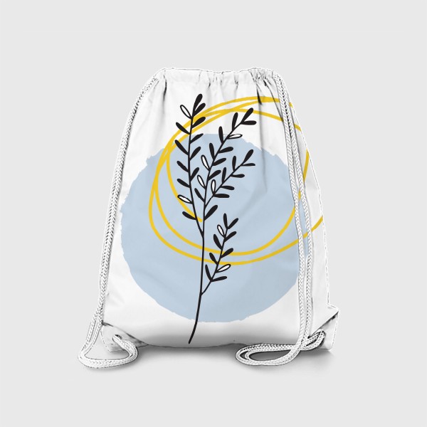 Рюкзак «Растение на голубом круге с желтыми линиями графика»