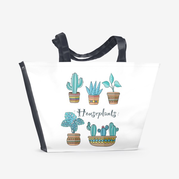 Пляжная сумка «Домашние цветы/кактусы»