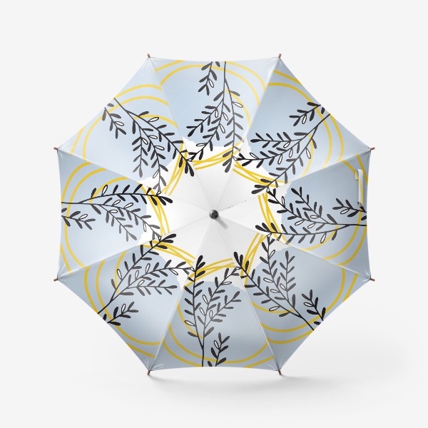 Зонт «Растение на голубом круге с желтыми линиями графика»
