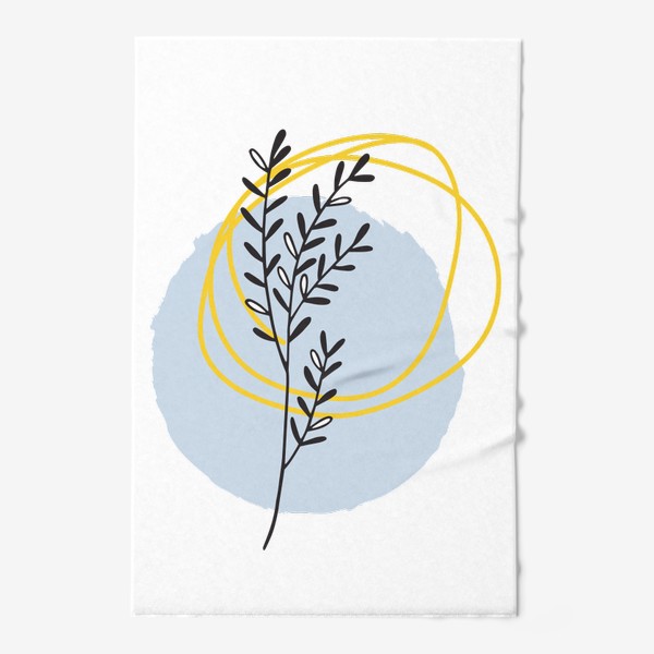Полотенце «Растение на голубом круге с желтыми линиями графика»