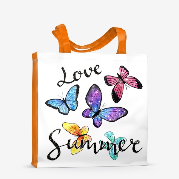 Сумка-шоппер «Акварельные бабочки "Люблю лето!"»