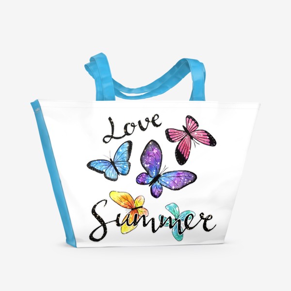 Пляжная сумка «Акварельные бабочки "Люблю лето!"»
