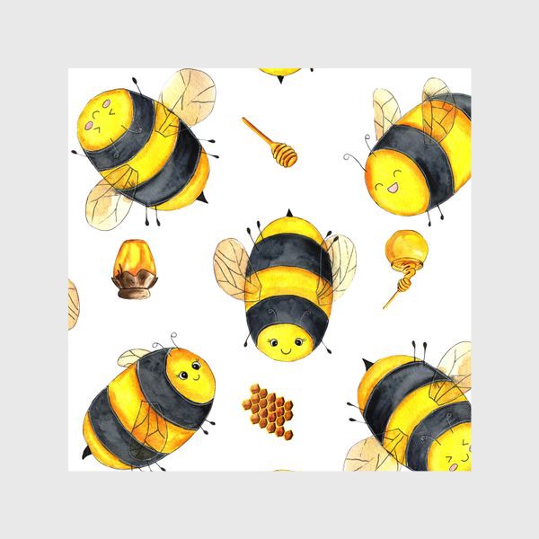 Шторы «Милые пчёлки бесшовный узор»