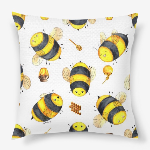 Подушка «Милые пчёлки бесшовный узор»