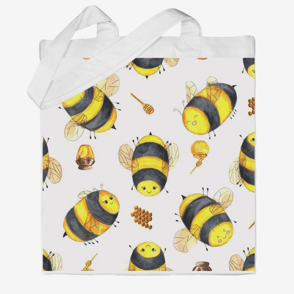 Сумка хб «Милые пчёлки бесшовный узор»