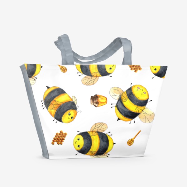 Пляжная сумка «Милые пчёлки бесшовный узор»