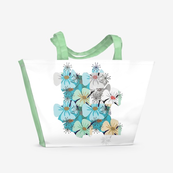 Пляжная сумка «Маки голубые и белые»