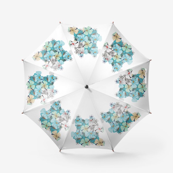 Зонт «Маки голубые и белые»