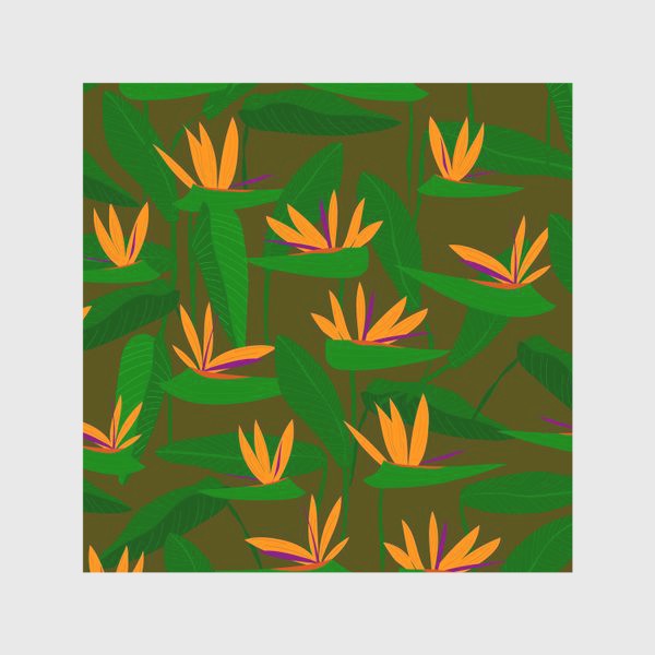 Скатерть «тропические цветы, стрелиция»
