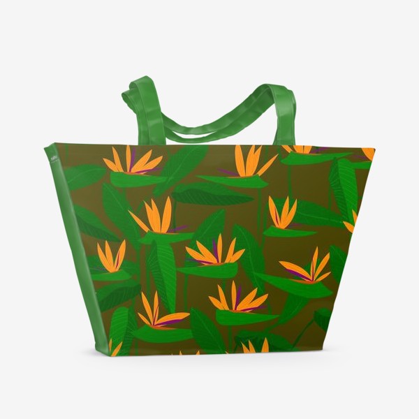 Пляжная сумка «тропические цветы, стрелиция»
