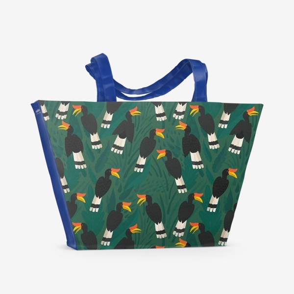 Пляжная сумка «Птицы-носорог в джунглях»