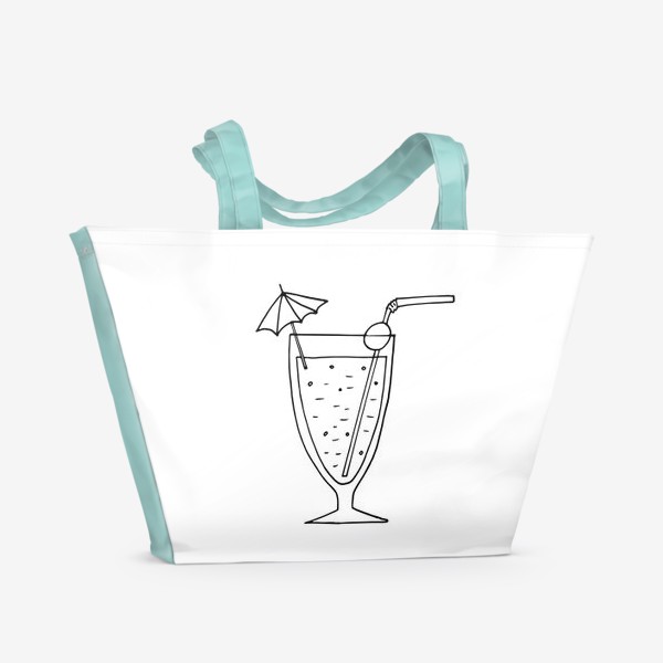 Пляжная сумка «летний коктейль с зонтиком и соломинкой. напиток в бокале. бар. отпуск, лето, пятница»
