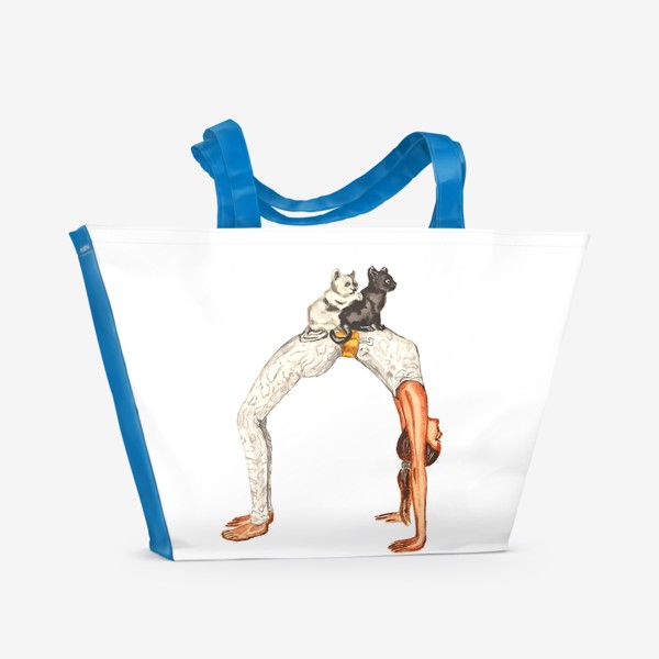 Пляжная сумка «Йога кот кошки спорт»