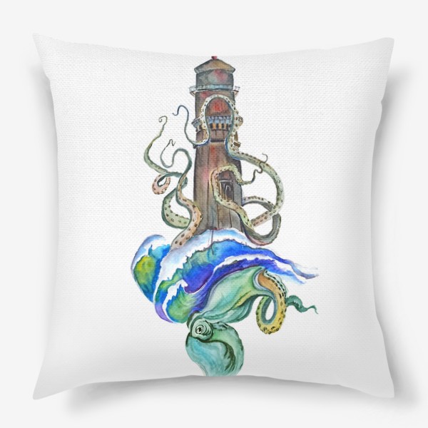Подушка «маяк осьминог море»