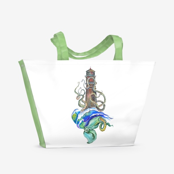 Пляжная сумка «маяк осьминог море»