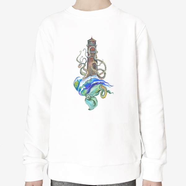Свитшот «маяк осьминог море»