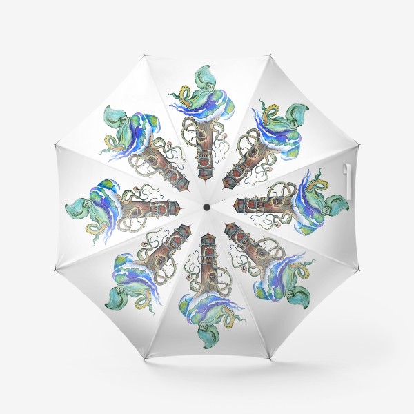 Зонт «маяк осьминог море»