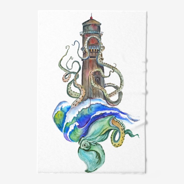 Полотенце «маяк осьминог море»