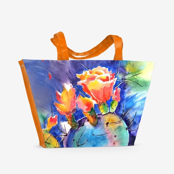 Пляжная сумка «кактус яркий принт цветок»