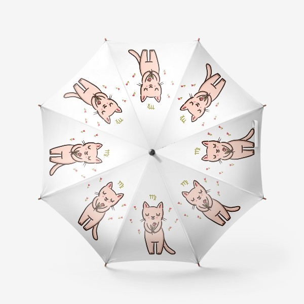 Зонт «Милая кошка с цветком. Подарок деве»