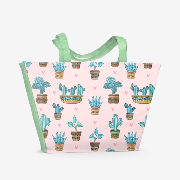 Пляжная сумка «Кактусы / домашние цветы»