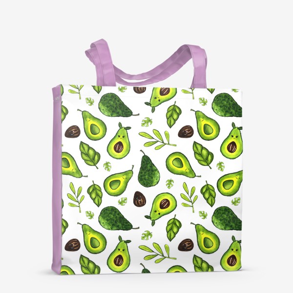 Сумка-шоппер «Милые акварельные авокадо бесшовный паттерн»
