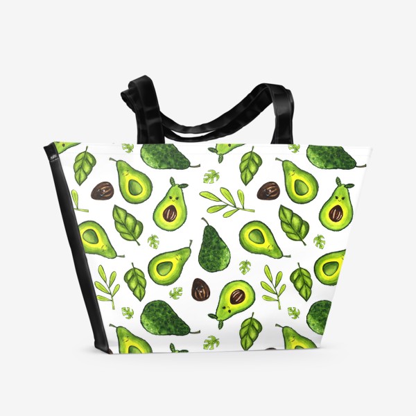 Пляжная сумка «Милые акварельные авокадо бесшовный паттерн»