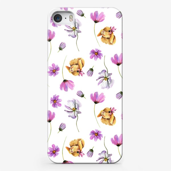 Чехол iPhone «Зайки-кролики в цветах»
